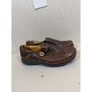 Clarks Un.Loop Slip-On Loafer Shoes Womens Size 7.5 Brown Leather Casual Comfort